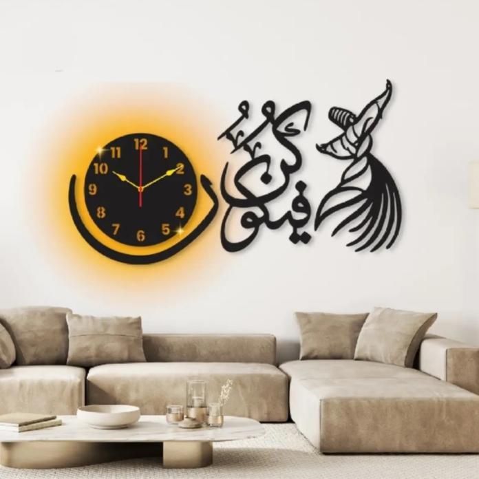 Islamic Fancy Wall Clock With Light  ( 20×40 ) Big Size Premium High quality Material