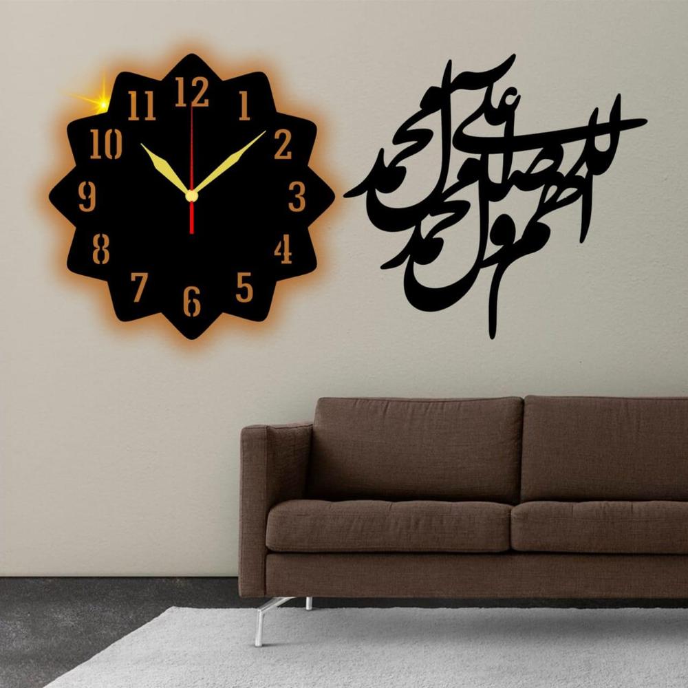 Islamic Fancy Wall Clock With Light  ( 20×40 ) Big Size Premium High quality Material