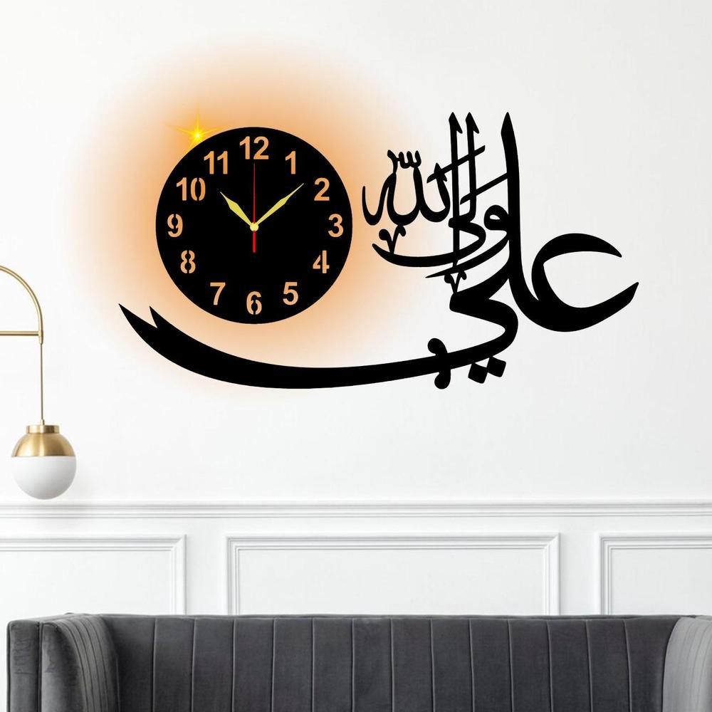 Hazrat Ali (RA) Fancy Wall Clock With Light  ( 20×40 ) Big Size Premium High quality Material