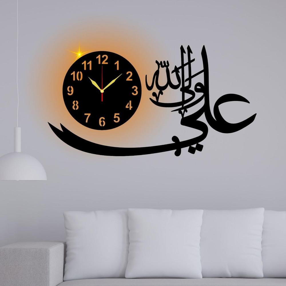 Hazrat Ali (RA) Fancy Wall Clock With Light  ( 20×40 ) Big Size Premium High quality Material